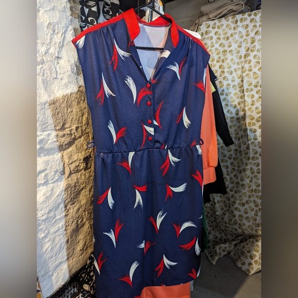 Vintage Summer Red, White, & Blue Dress Unbranded Fits Modern L - Picture 1 of 8